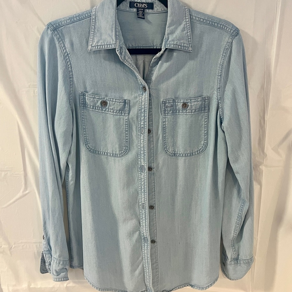 Chaps Light Blue Denim Button-Front Shirt